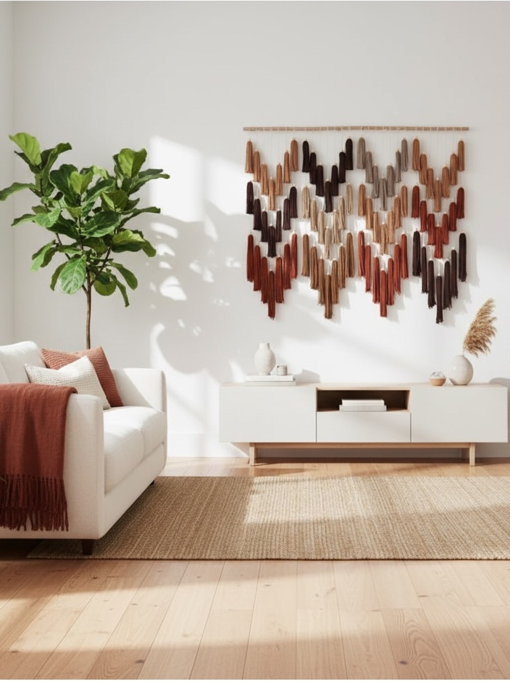 NEW Anthropologie XL Multicolor Boho Tassel Tapestry Macrame Wall Hanging 47x40 - Picture 3 of 8